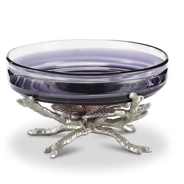 Shell Decorative Bowl Glass Insert Sculptural Trio Purple Designer Statue